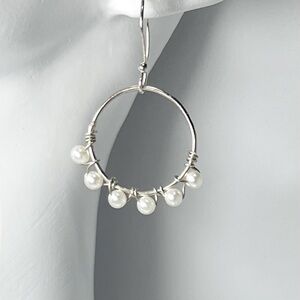 Artisan silver 925‎ handmade irridesent pearl earrings
